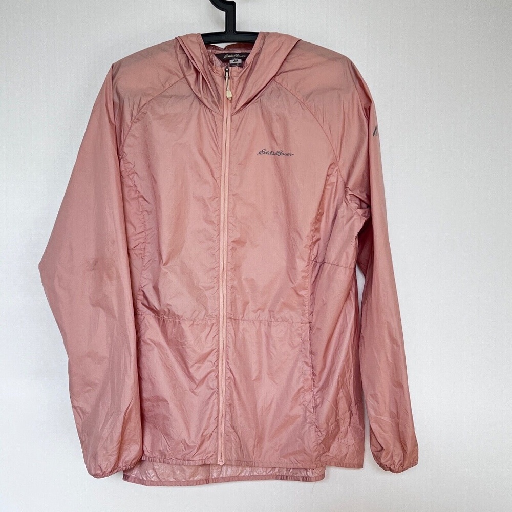 Eddie Bauer Jacket Windbreajer Sz XL Pink Full Zip Hooded Lightweight Breathable